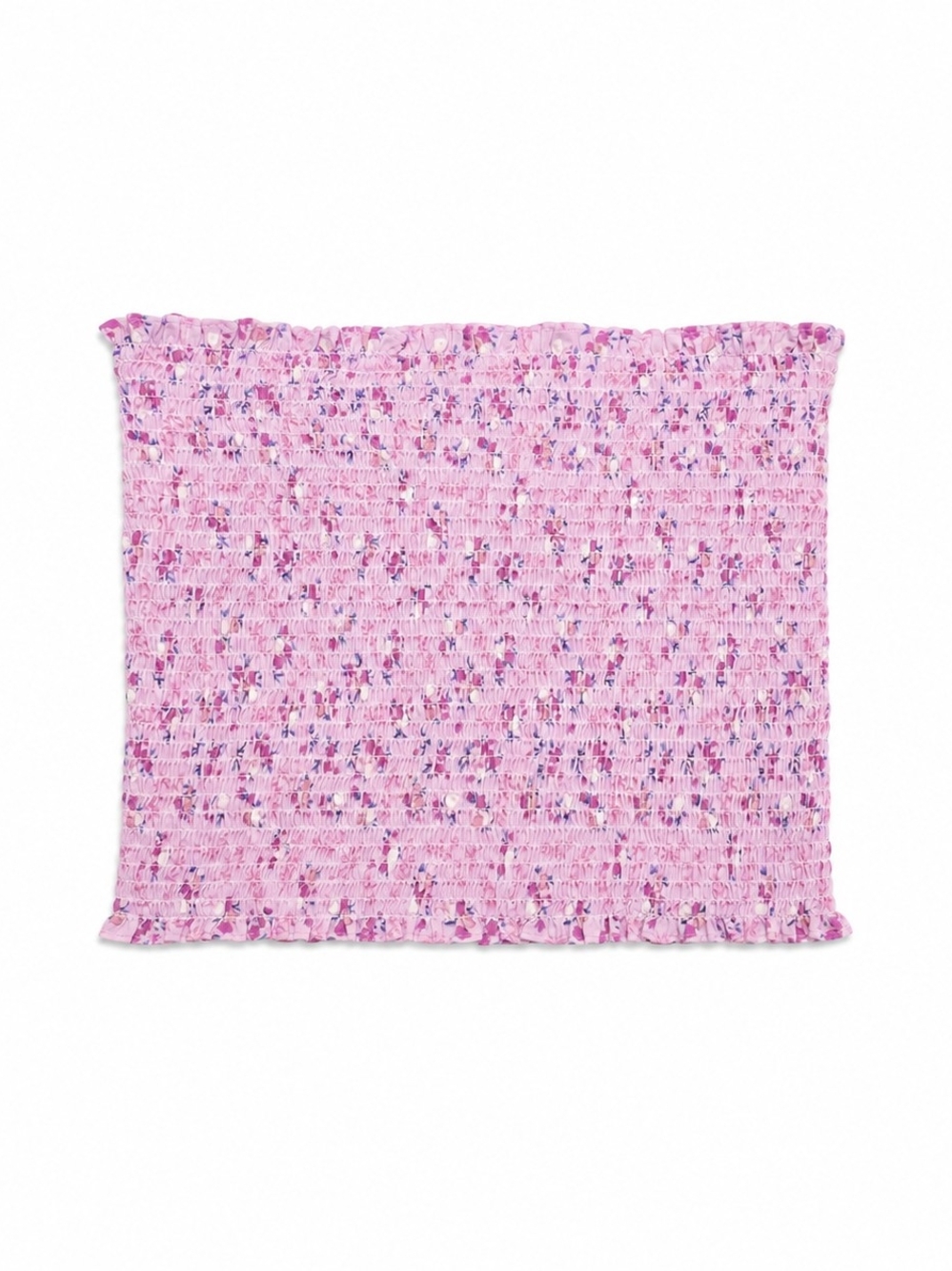 Smocked Breast Binder Pink/Purple Floral Strapless Top, Size XL
